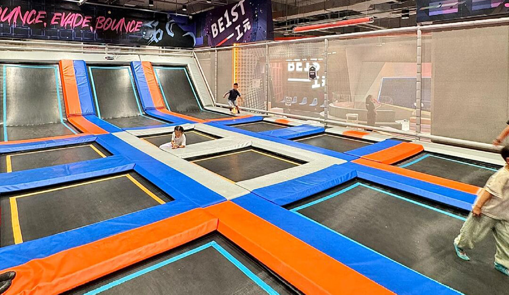 Modern Massive Indoor Trampoline Complex for Family Fun